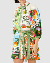 Stylish Print Resort-Inspired Tie-Waist Shirt Dress
