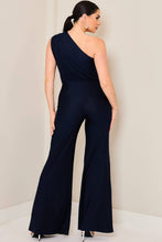 One shoulder shirring jumpsuit