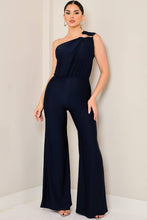 One shoulder shirring jumpsuit