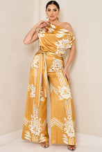 Draped Asymmetrical Shoulder Wide Leg Jumpsuit