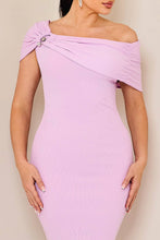 Off Shoulder Ribbed Knit Dress