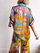 Resort Unique Print Shirt Elastic Waist Pocket Pants Set