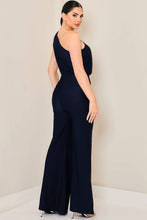 One shoulder shirring jumpsuit