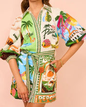 Stylish Print Resort-Inspired Tie-Waist Shirt Dress
