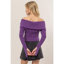 Washed Off-Shoulder Zip-Front Sweater Top