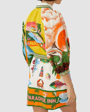 Stylish Print Resort-Inspired Tie-Waist Shirt Dress