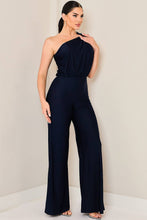 One shoulder shirring jumpsuit
