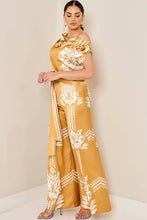 Draped Asymmetrical Shoulder Wide Leg Jumpsuit