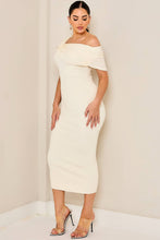 Off Shoulder Ribbed Knit Dress