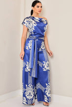 Draped Asymmetrical Shoulder Wide Leg Jumpsuit