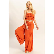 Tatianna SET-Ruffle Top And Flowy Pants Set