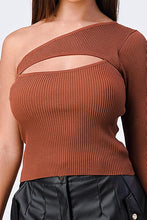 RIBBED ONE SHOULDER CUT-OUT TOP