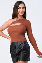 RIBBED ONE SHOULDER CUT-OUT TOP