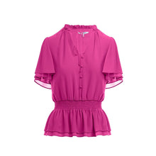 Crop Smocking Waist Bell Sleeve Blouse