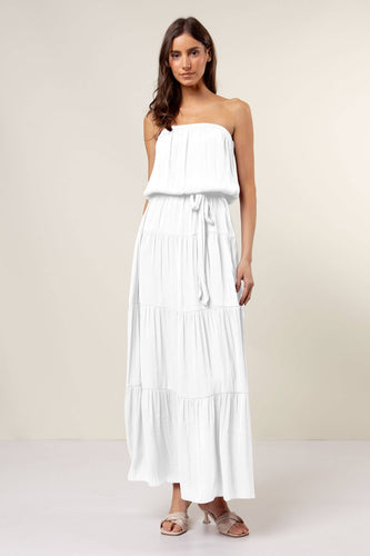 Maxi Tiered Tube Dress With Elasticized Waist