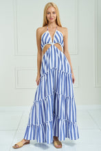 Cut Out Maxi Halter Dress in Stripes