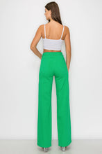 GREEN HIGH WAISTED STRETCHY COLORED WIDE LEGS JEANS