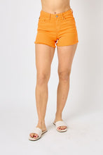 Judy Bleu Mid-Rise Garment Dyed Fray Hem Shorts