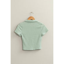 Crinkle Knit Button Front Top