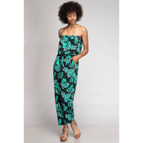 Tropical Print Tube Jumpsuit