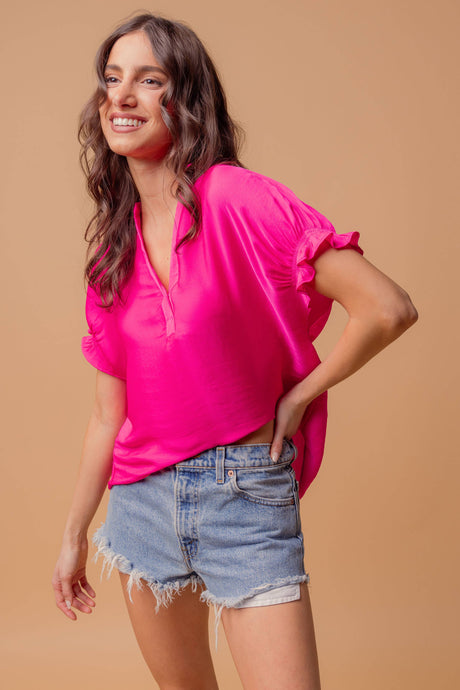 Flutter Sleeve Blouse With Back Detail