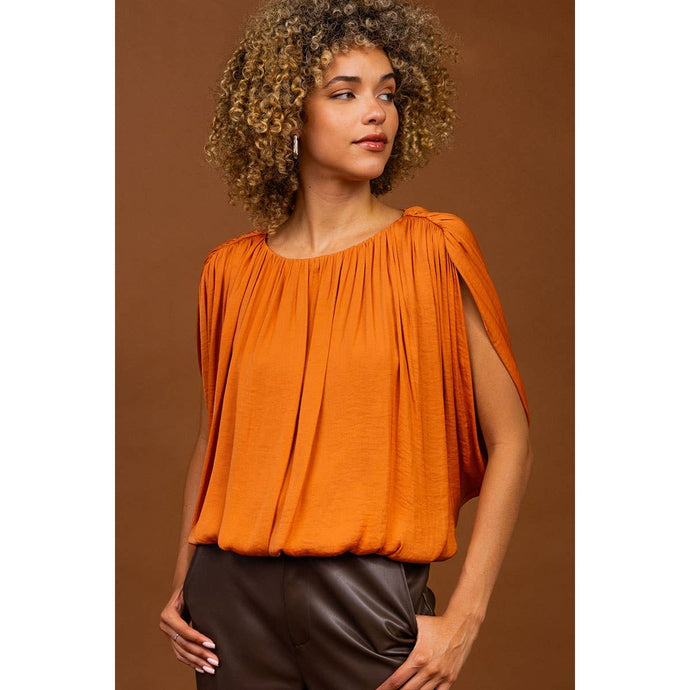 Grecian Drape Bubble Blouse