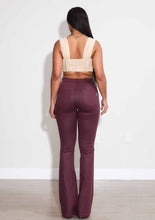 COATED BURGUNDY BOOT CUT PANTS