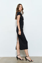 Asymmetrical Cutout Ruched Bodycon Midi Dress