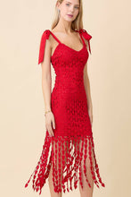 Shoulder Strap Tie With Heart Cut-out Lace Fringe Detail