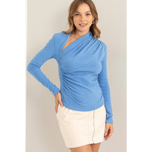 ASYMMETRIC NECK RUCHED TOP