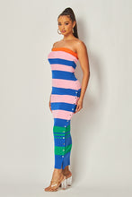 Multicolor Striped Knit Maxi Dress