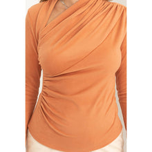 ASYMMETRIC NECK RUCHED TOP