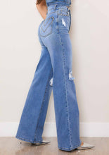 High-Rise Gemstone Wide Leg Jeans