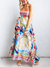 Resort High-Waisted Printed Large Swing Slip Dress