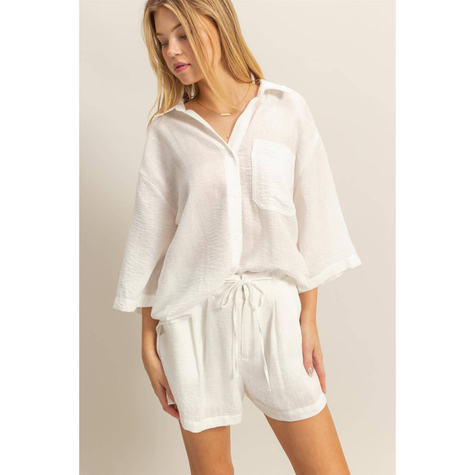 Oversized Shirt And Flowy Shorts Set