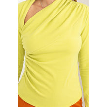 ASYMMETRIC NECK RUCHED TOP