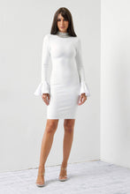 Embellished Mock Neck Dress With Bell Sleeve