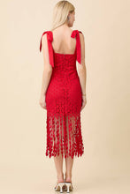 Shoulder Strap Tie With Heart Cut-out Lace Fringe Detail