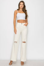 IVORY HIGH WAISTED STRETCHY COLORED WIDE LEGS JEANS