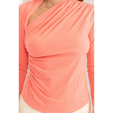 ASYMMETRIC NECK RUCHED TOP