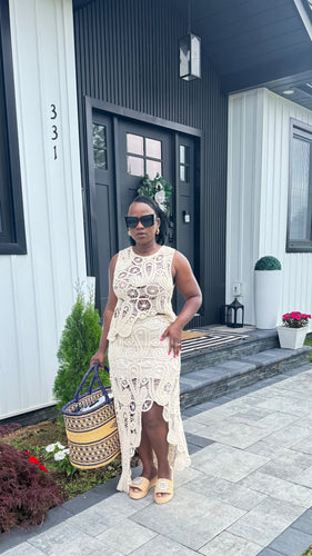 MIGNON EMBROIDERED LACE TOP & MAXI SKIRT SET