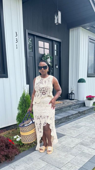 MIGNON EMBROIDERED LACE TOP & MAXI SKIRT SET
