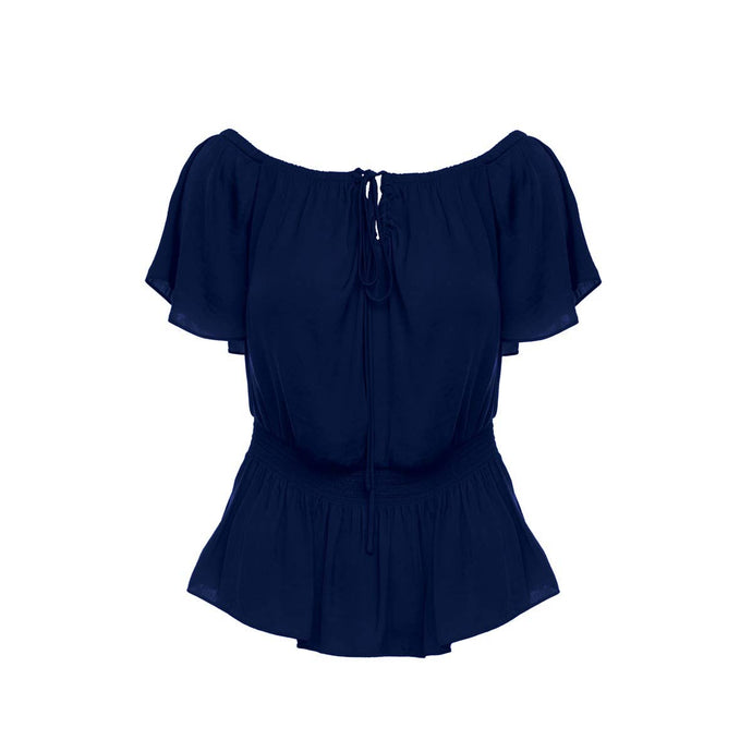 Off Shoulder Blouse With Smocked Waist Detail