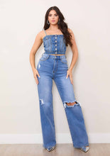 High-Rise Gemstone Wide Leg Jeans