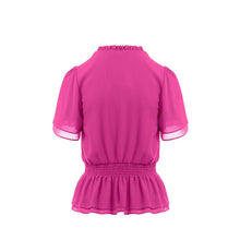 Crop Smocking Waist Bell Sleeve Blouse