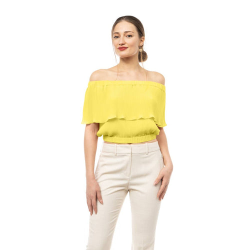 Blouse plissée à épaules dénudées