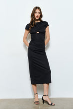 Asymmetrical Cutout Ruched Bodycon Midi Dress