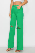 GREEN HIGH WAISTED STRETCHY COLORED WIDE LEGS JEANS