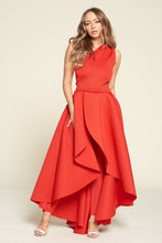 One Shoulder Off Party Jumpsuit With Detachable skirt Red