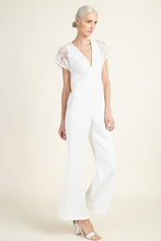 Lace Sleeve V-Neck Jumpsuit White